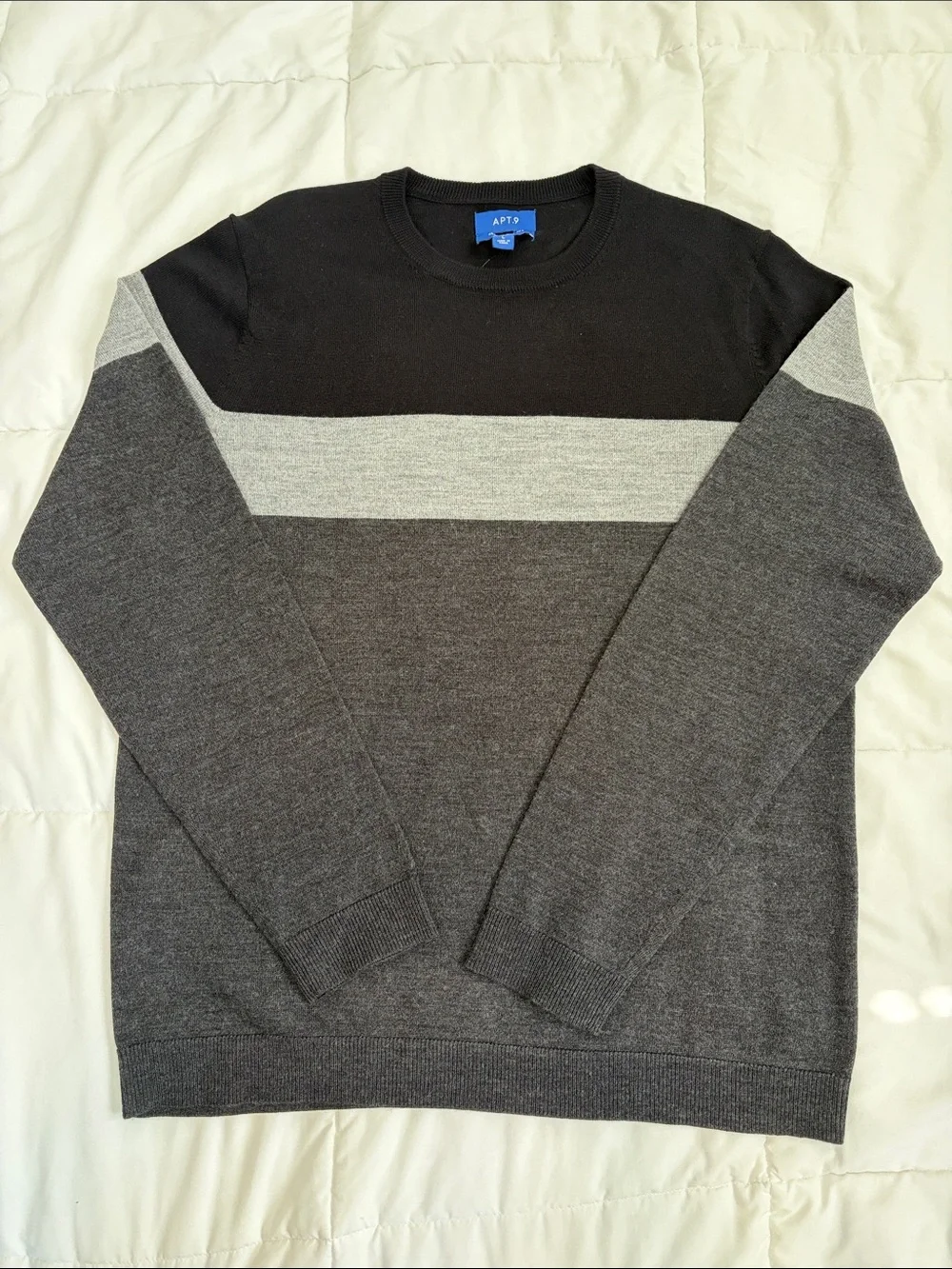 Apt. 9 Men's Merino Wool Blend Crewneck Colorblock Sweater Lg NWT